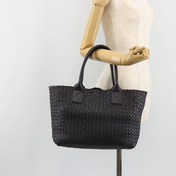 BOTTEGA VENETA INTRECCIATO Cabas PM Hand Bag Leather Purple Gold Auth yk20527SAV