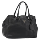 PRADA Tote Bag Leather 2way Black Silver Auth yk20528A-1