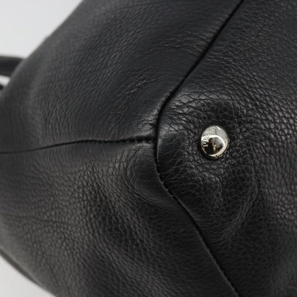 PRADA Tote Bag Leather 2way Black Silver Auth yk20528A