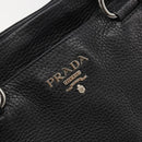 PRADA Tote Bag Leather 2way Black Silver Auth yk20528A-14