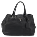 PRADA Tote Bag Leather 2way Black Silver Auth yk20528A-2
