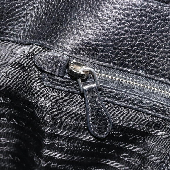 PRADA Tote Bag Leather 2way Black Silver Auth yk20528A