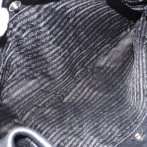 PRADA Tote Bag Leather 2way Black Silver Auth yk20528A
