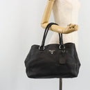 PRADA Tote Bag Leather 2way Black Silver Auth yk20528A-27