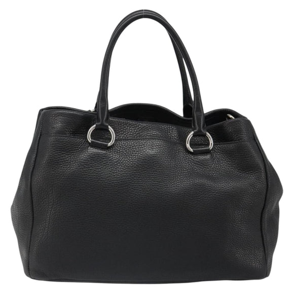 PRADA Tote Bag Leather 2way Black Silver Auth yk20528A