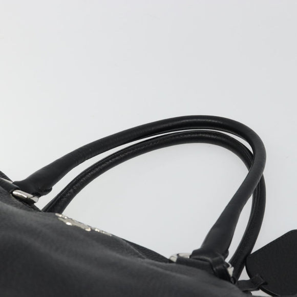 PRADA Tote Bag Leather 2way Black Silver Auth yk20528A
