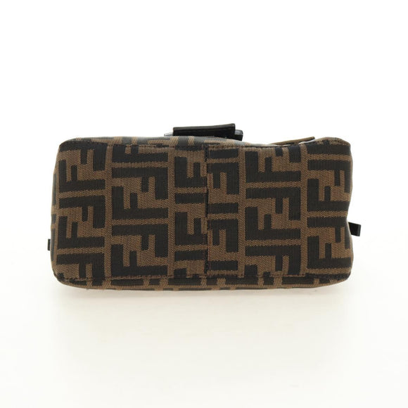 FENDI Zucca Canvas Mamma Baguette Mini Shoulder Bag Black Brown Auth yk20529SAM