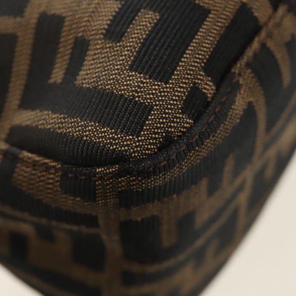 FENDI Zucca Canvas Mamma Baguette Mini Shoulder Bag Black Brown Auth yk20529SAM