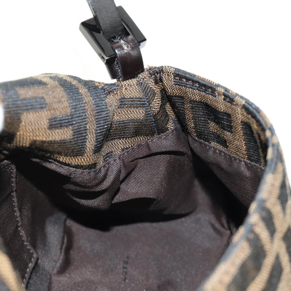 FENDI Zucca Canvas Mamma Baguette Mini Shoulder Bag Black Brown Auth yk20529SAM