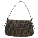 FENDI Zucca Canvas Mamma Baguette Mini Shoulder Bag Black Brown Auth yk20529SAM-2