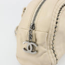 CHANEL Luxury Line Hand Bag Leather Cream Silver CC Auth yk20530SAV-10