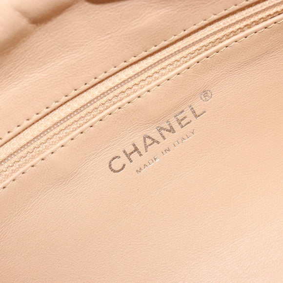 CHANEL Luxury Line Hand Bag Leather Cream Silver CC Auth yk20530SAV