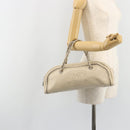 CHANEL Luxury Line Hand Bag Leather Cream Silver CC Auth yk20530SAV-22