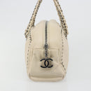 CHANEL Luxury Line Hand Bag Leather Cream Silver CC Auth yk20530SAV-4
