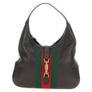 GUCCI New Jackie Web Sherry Line Bag Leather Brown Gold 365458 Auth yk20531SAM-13