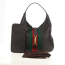 GUCCI New Jackie Web Sherry Line Bag Leather Brown Gold 365458 Auth yk20531SAM-12