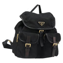 PRADA Backpack Nylon Black Gold Auth yk20532SAV-1