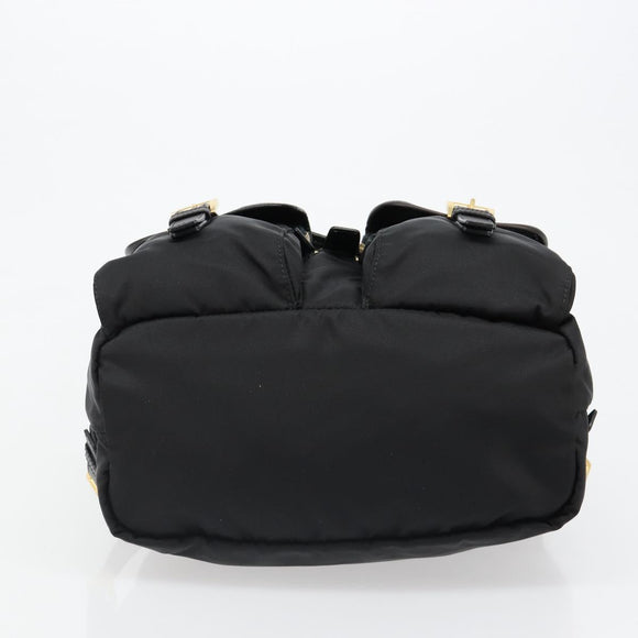PRADA Backpack Nylon Black Gold Auth yk20532SAV