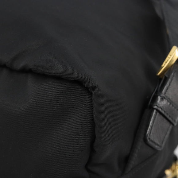 PRADA Backpack Nylon Black Gold Auth yk20532SAV