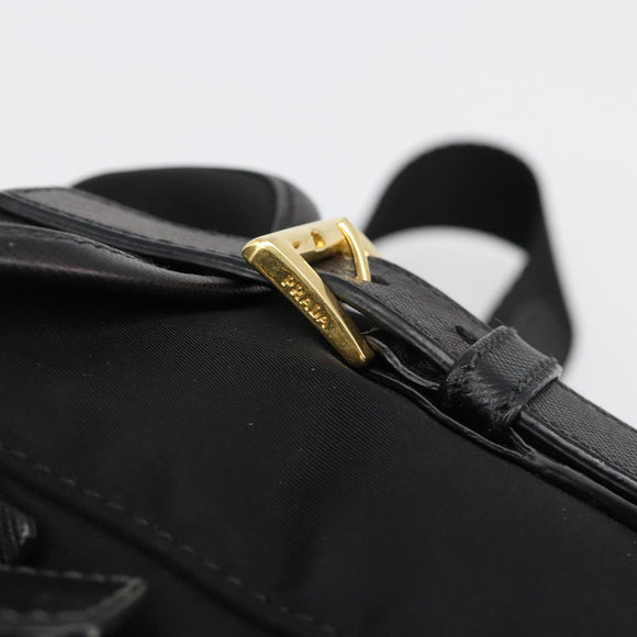 PRADA Backpack Nylon Black Gold Auth yk20532SAV
