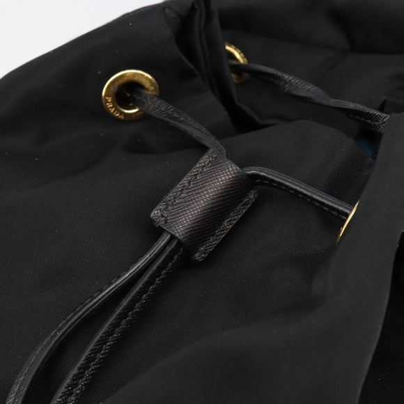 PRADA Backpack Nylon Black Gold Auth yk20532SAV