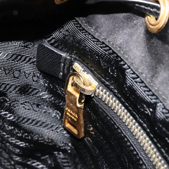PRADA Backpack Nylon Black Gold Auth yk20532SAV