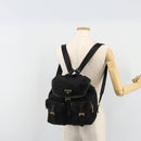 PRADA Backpack Nylon Black Gold Auth yk20532SAV-31