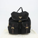 PRADA Backpack Nylon Black Gold Auth yk20532SAV-32