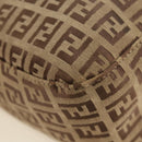 FENDI Zucchino Canvas Mamma Baguette Shoulder Bag Beige Silver Auth yk20536SAM-16