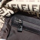 FENDI Zucchino Canvas Mamma Baguette Shoulder Bag Beige Silver Auth yk20536SAM-24