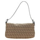 FENDI Zucchino Canvas Mamma Baguette Shoulder Bag Beige Silver Auth yk20536SAM-2