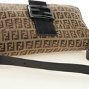 FENDI Zucchino Canvas Mamma Baguette Shoulder Bag Beige Silver Auth yk20536SAM-6