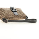 FENDI Zucchino Canvas Mamma Baguette Shoulder Bag Beige Silver Auth yk20536SAM-7