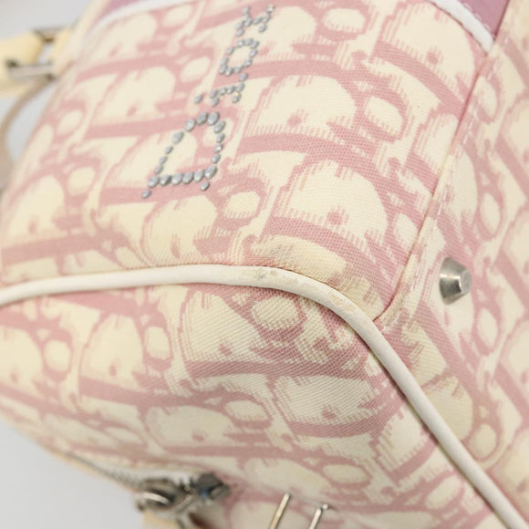 Christian Dior Trotter Canvas Hand Bag PVC Pink Silver Auth yk20537