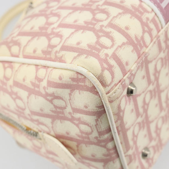 Christian Dior Trotter Canvas Hand Bag PVC Pink Silver Auth yk20537