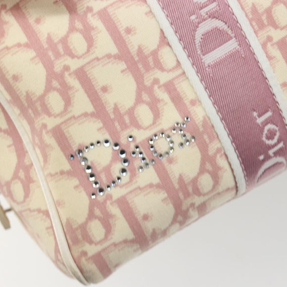 Christian Dior Trotter Canvas Hand Bag PVC Pink Silver Auth yk20537
