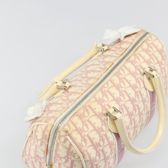 Christian Dior Trotter Canvas Hand Bag PVC Pink Silver Auth yk20537