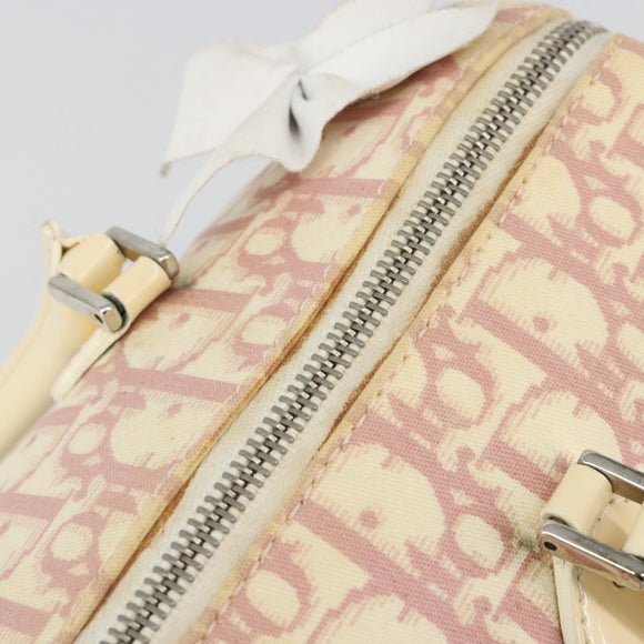 Christian Dior Trotter Canvas Hand Bag PVC Pink Silver Auth yk20537