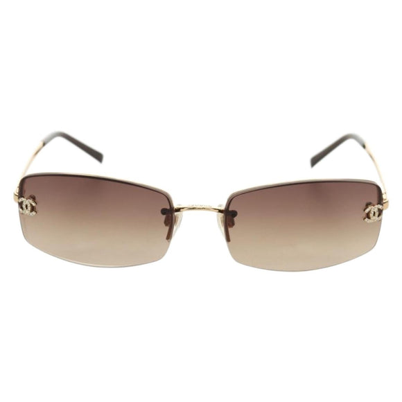 CHANEL Sunglasses Metal Gold CC Auth yk20538M