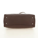 PRADA Hand Bag Leather 2way Brown Silver Auth yk20539SAM-13