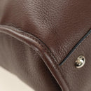 PRADA Hand Bag Leather 2way Brown Silver Auth yk20539SAM-14