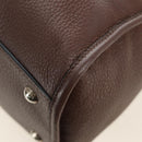 PRADA Hand Bag Leather 2way Brown Silver Auth yk20539SAM-15