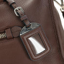 PRADA Hand Bag Leather 2way Brown Silver Auth yk20539SAM-18