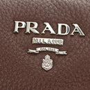 PRADA Hand Bag Leather 2way Brown Silver Auth yk20539SAM-19