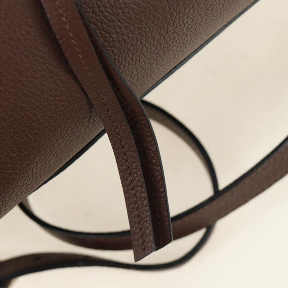 PRADA Hand Bag Leather 2way Brown Silver Auth yk20539SAM