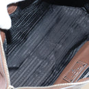 PRADA Hand Bag Leather 2way Brown Silver Auth yk20539SAM-25