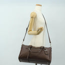 PRADA Hand Bag Leather 2way Brown Silver Auth yk20539SAM-31