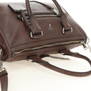 PRADA Hand Bag Leather 2way Brown Silver Auth yk20539SAM-6