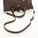PRADA Hand Bag Leather 2way Brown Silver Auth yk20539SAM-9