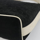 CELINE C Macadam Canvas Hand Bag Suede Black Silver Auth yk20542-10